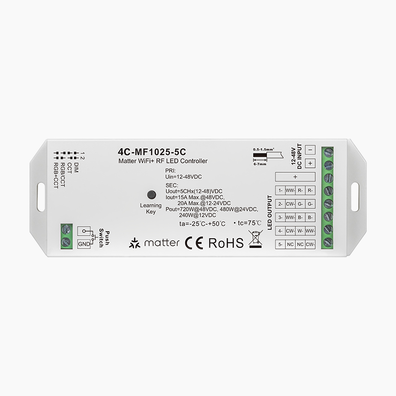 Matter Led Controller MT-4IN1 Series Matter Over WiFi RGB+CCT+ RF 4 in 1 LED Controller